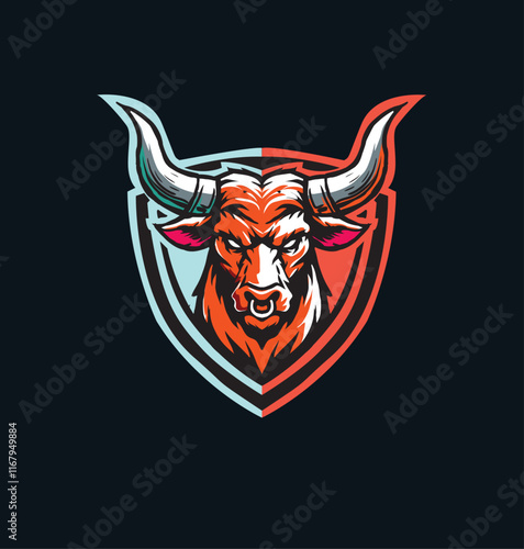 Bull Mascot logo drawing style 