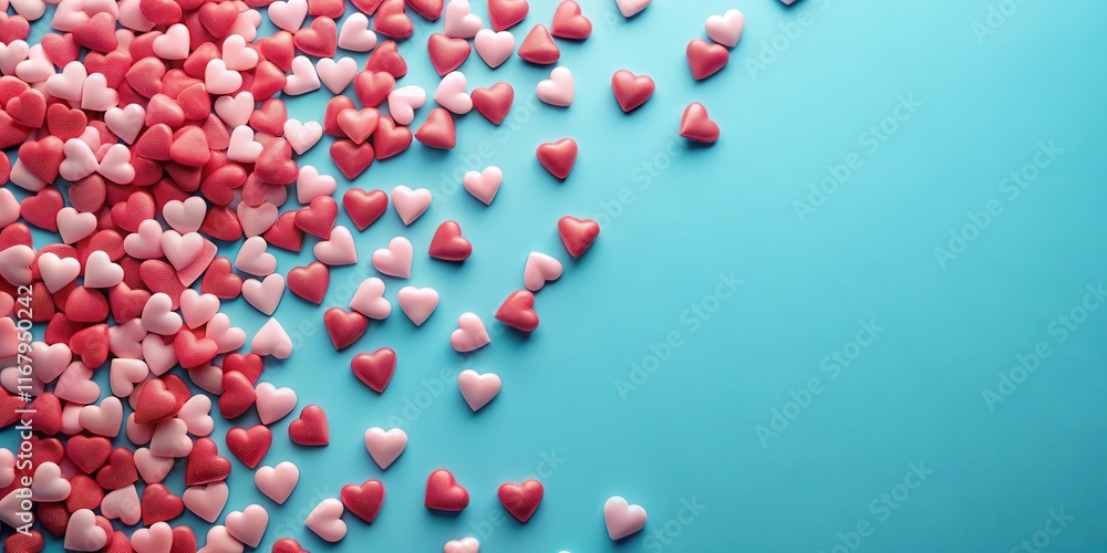 Lovehearts scattered on a beautiful blue background, love, hearts, romance, Valentine's Day, blue, background Lovehearts scattered on a beautiful blue background, love, hearts, romance, Valentine's Day, blue, background