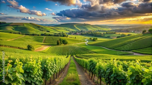 Wallpaper Mural Champagne vineyards in Dizy with beautiful rolling hills and lush green grapevines, Champagne, vineyards, Dizy Torontodigital.ca
