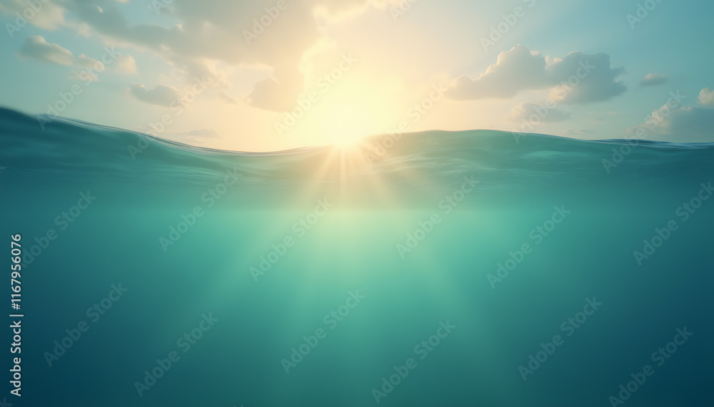 Fototapeta premium Calming Ocean Gradient with Gentle Blues and Greens