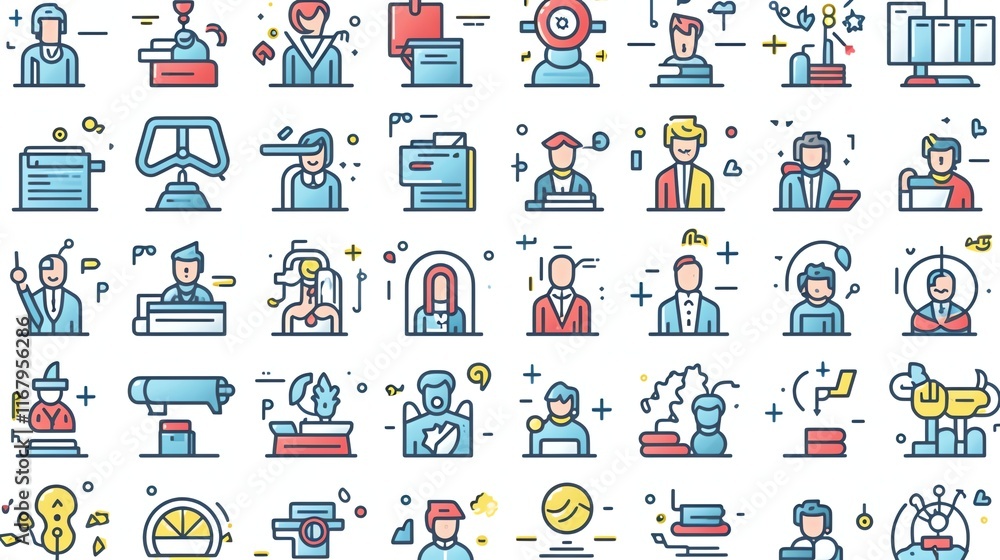 Obraz premium Diverse professionals icons set.
