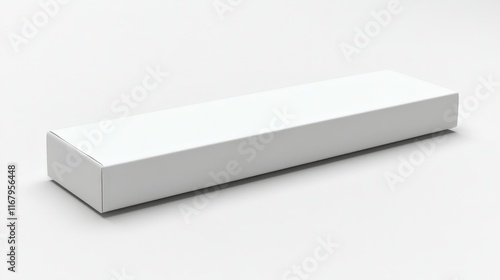 White rectangular box mockup isolated on white background.