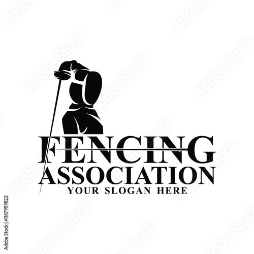 Fencing Sword Fight Sword Modern Simple Black and White Silhouette Logo Vector