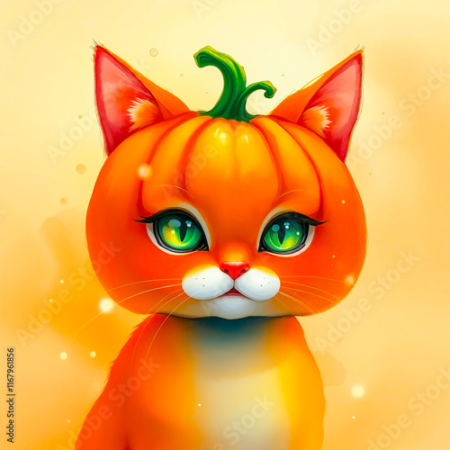 Soft Pumpkin Cat With Green Eyes