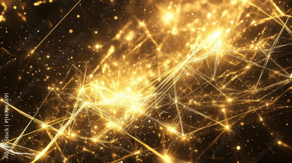 Fototapeta premium Golden Network: Abstract Glittering Connections