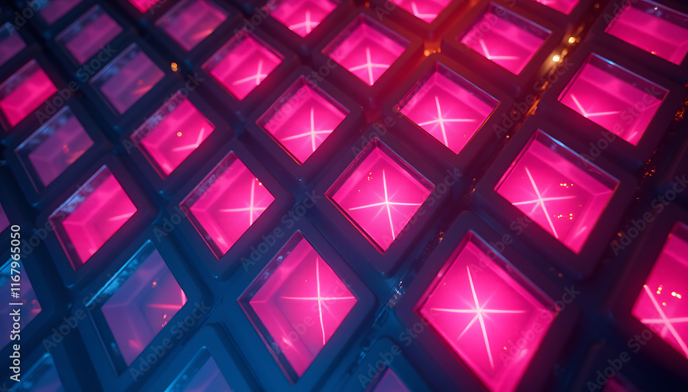 Fototapeta premium Bold Geometric Squares with Neon Highlights