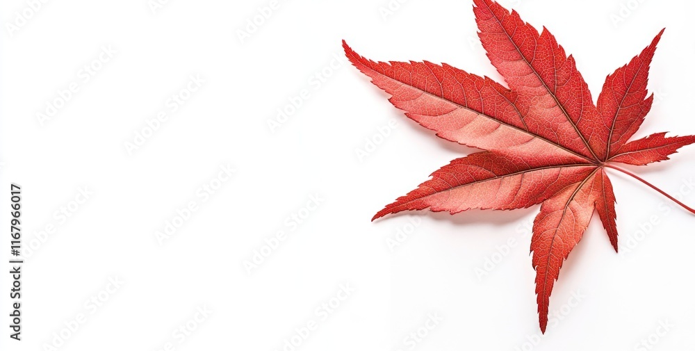 Single red Japanese maple leaf on white background. Single red Japanese maple leaf on white background.