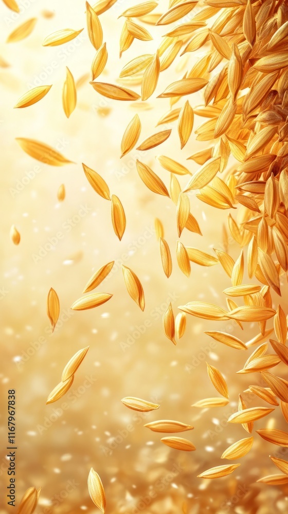 Obraz premium Brilliant autumn golden abstract swirl pattern background with shimmering glittering details and a warm luminous glow Elegant modern design perfect for holiday seasonal and festive themed projects