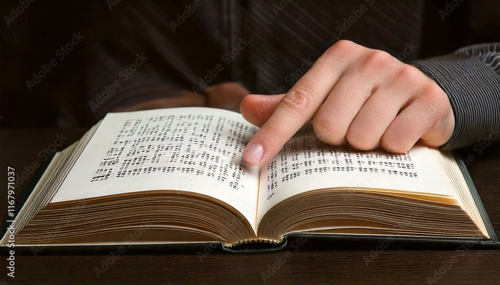 Generated image. A hand reading braille. World Braille Day Generated image. A hand reading braille. World Braille Day