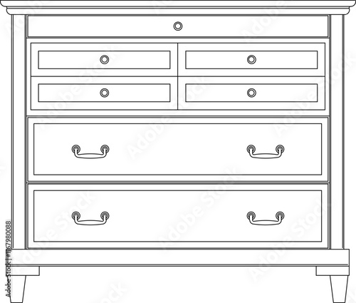 Vector sketch illustration silhouette design detail of classic vintage old furniture for living room.eps