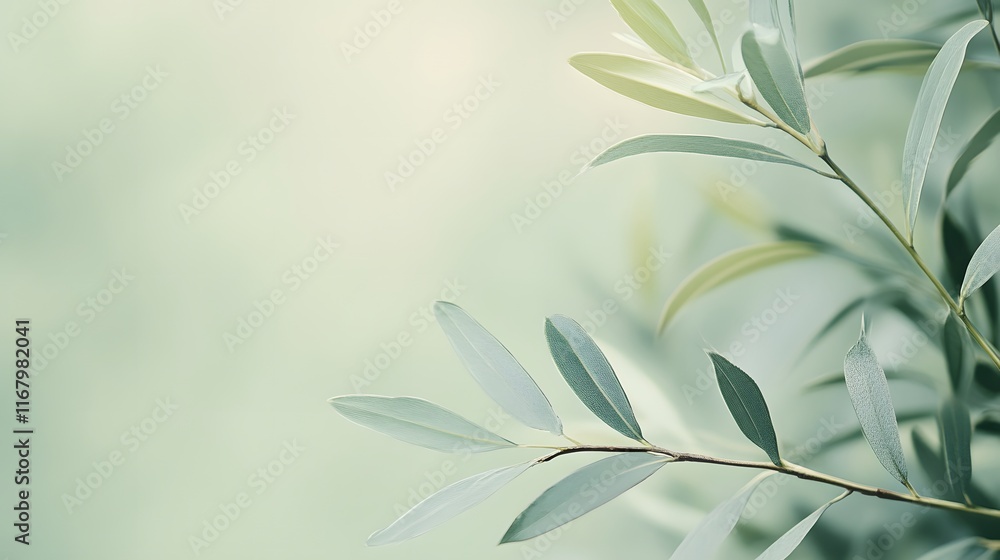Fototapeta premium Serene Green Leaves, Nature's Tranquility