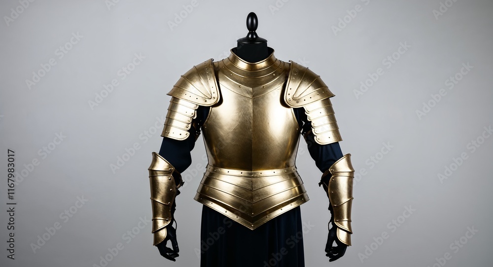 Gold theme medieval body armor on plain white background Gold theme medieval body armor on plain white background