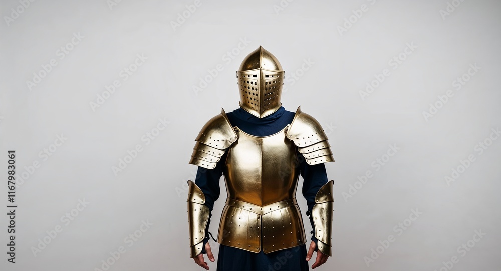 Gold theme medieval body armor on plain white background Gold theme medieval body armor on plain white background