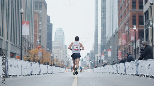 Marathon Runner in City Str...