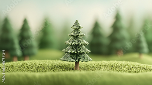 Little Pine Tree in Green F...