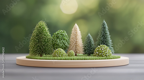 Miniature Forest on Wooden ...