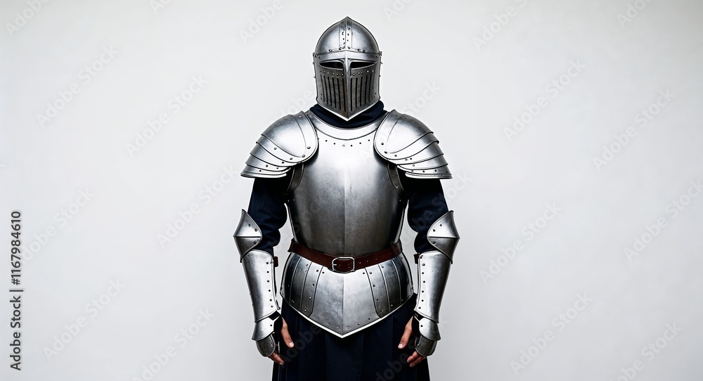 Gray theme medieval body armor on plain white background Gray theme medieval body armor on plain white background