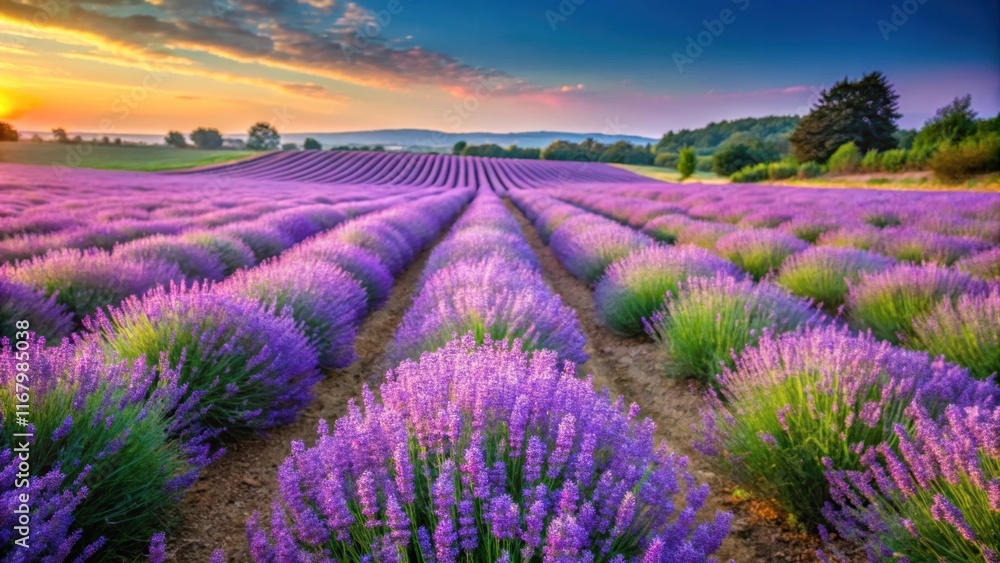Obraz premium Freshly harvested lavender fields with tall, fragrant purple flowers