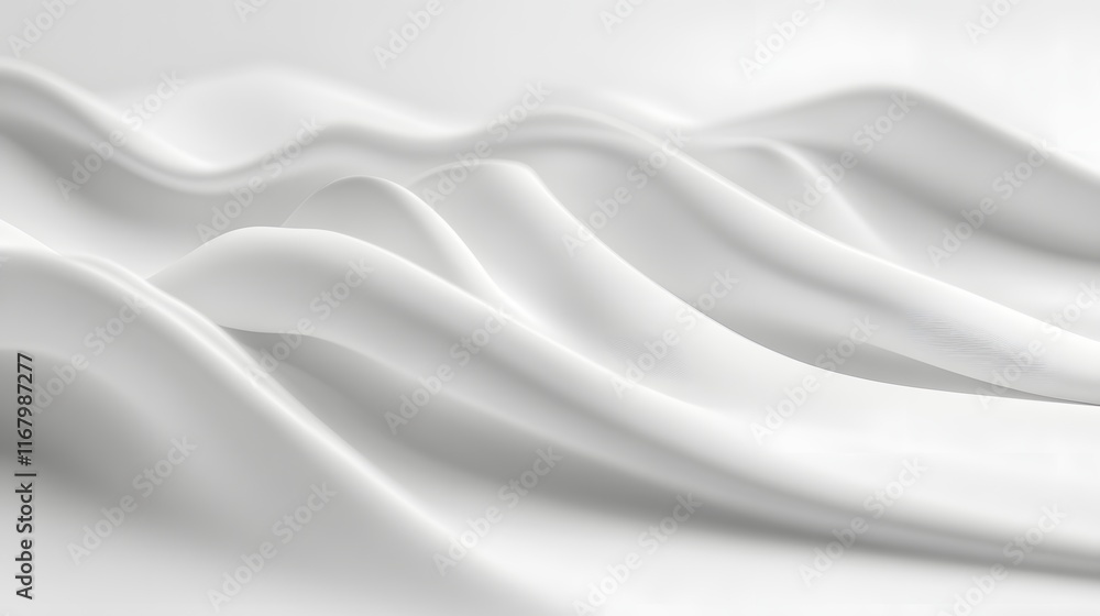 Fototapeta premium Abstract White Fabric Waves: Elegant Draped Texture