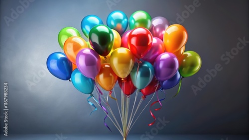 Group of balloons tied together with a ribbon photo