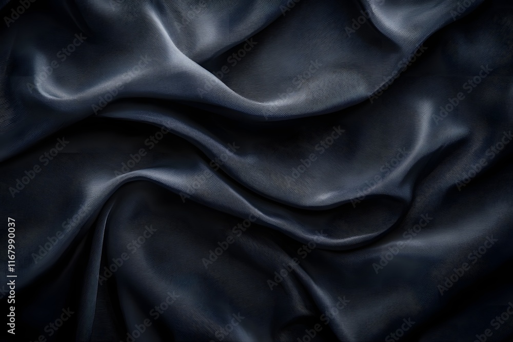 Fototapeta premium Dark Draped Fabric Texture, Abstract Background