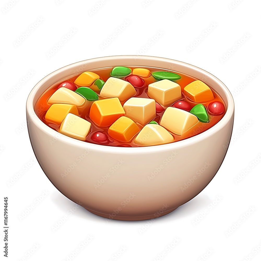 A Delicious Bowl of Vegetable and Tofu Soup, Perfect for a Hearty and Healthy Meal. A Delicious Bowl of Vegetable and Tofu Soup, Perfect for a Hearty and Healthy Meal.
