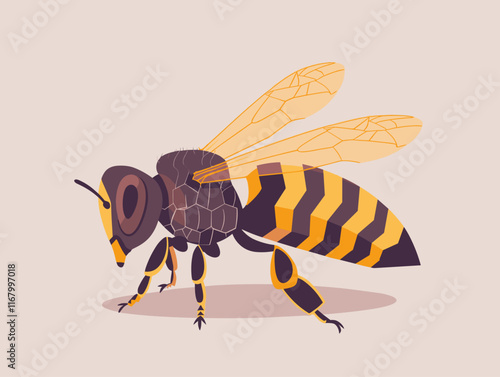 Bee's Elongated Proboscis: Nature's Marvel in Vector Art