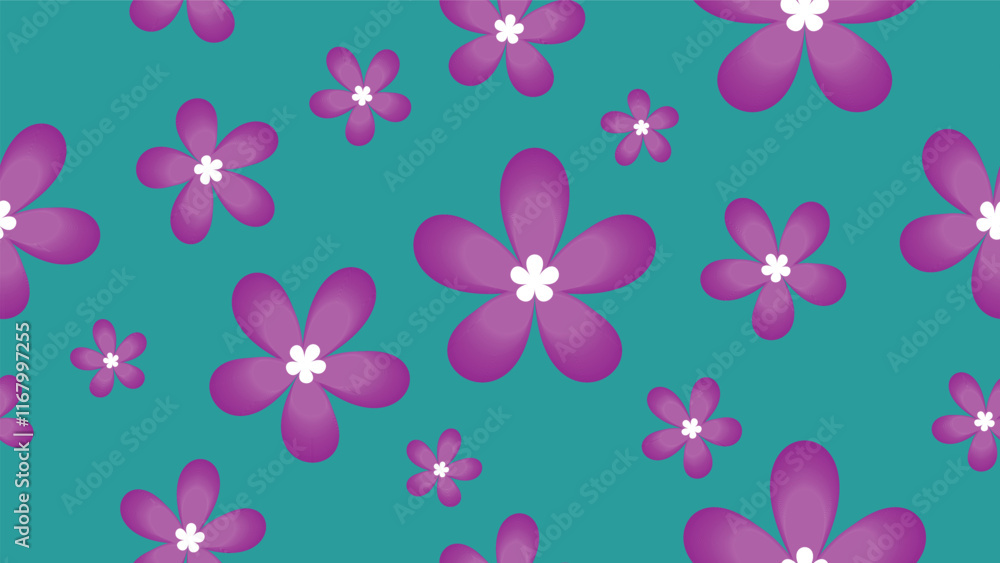 purple flower on green seamless pattern background purple flower on green seamless pattern background