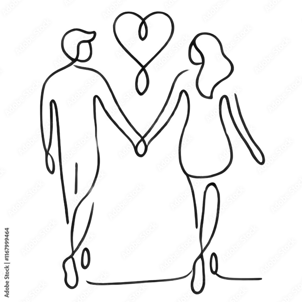 Minimalist Line Drawing of Couple in Love. Minimalist Line Drawing of Couple in Love.