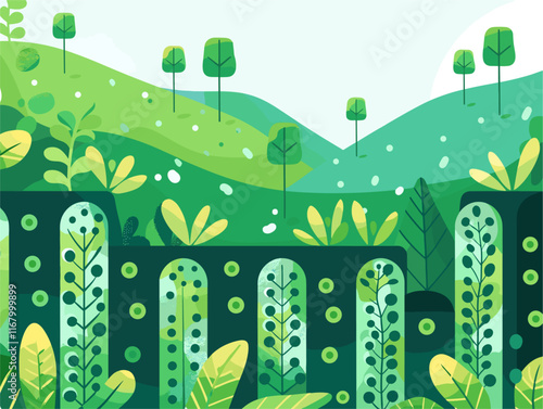 Microscopic Marvels: The World of Tea Leaf Cells Unveiled in Vibrant Vector Art