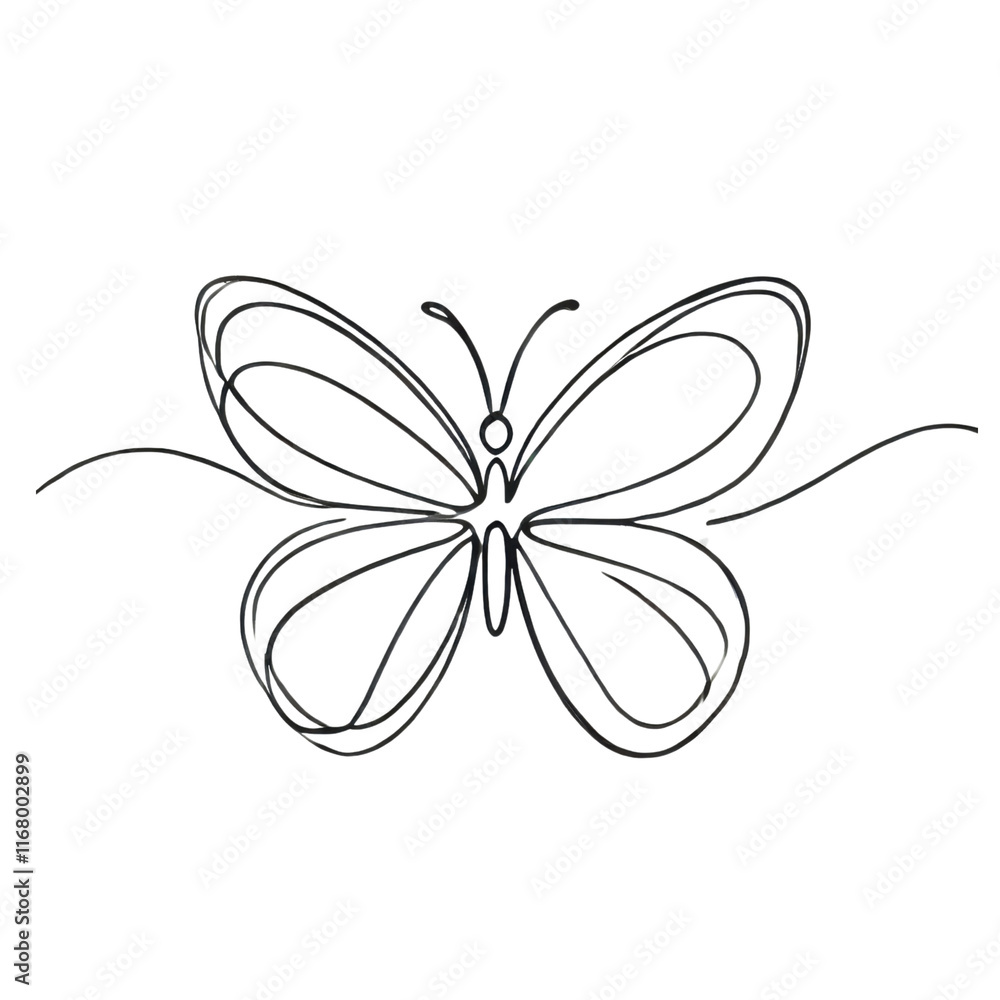 Minimalist Line Art of a Butterfly. Minimalist Line Art of a Butterfly.