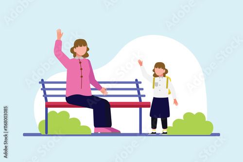 Mother and daughter concept. Colored flat vector illustration isolated.