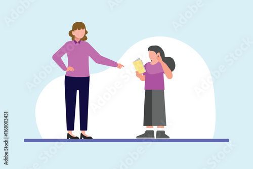 Mother and daughter concept. Colored flat vector illustration isolated.