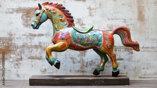 Hand-painted Carousel Horse Figurine: A Whimsical Masterpiece photo