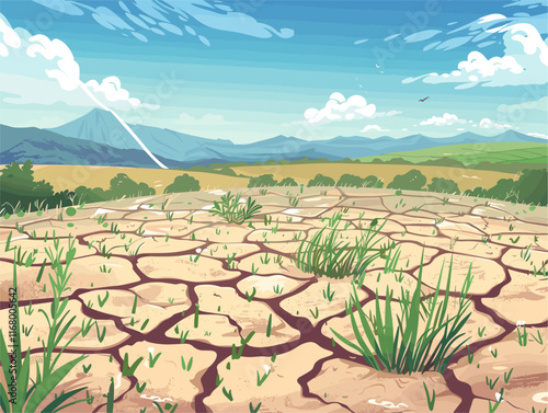 Water Scarcity: A Threat to Food Security in the Style of Animated Illustrations