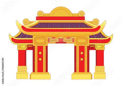 Chinese gate or Chinese door entrance isolated on background.