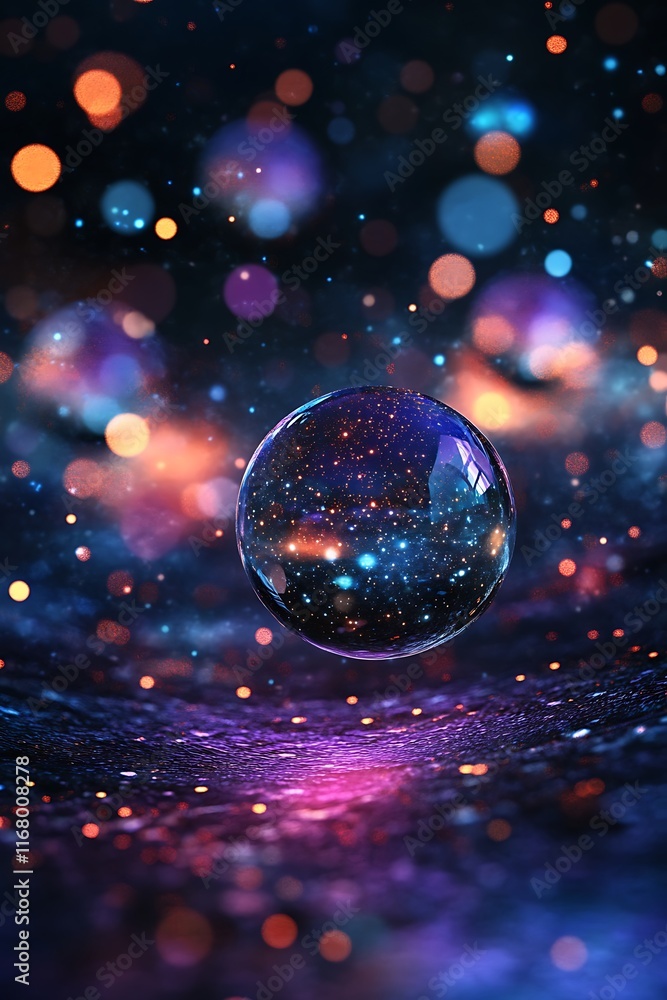3D render of luminous orbs floating in a digital void with glowing light trails 3D render of luminous orbs floating in a digital void with glowing light trails