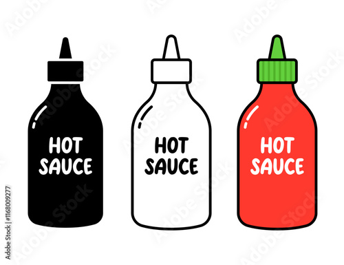 Vector Hot Sauce Bottle Flat Design Illustration