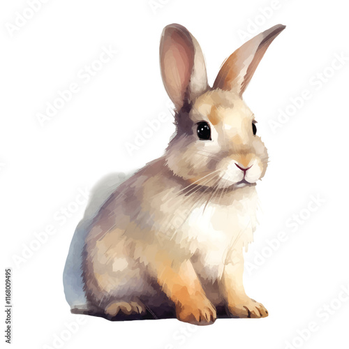 Watercolor illustration of a bunny. isolated vector on white background.