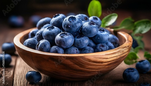 Wallpaper Mural A vibrant close-up of fresh blueberries in a rustic wooden bowl. Torontodigital.ca