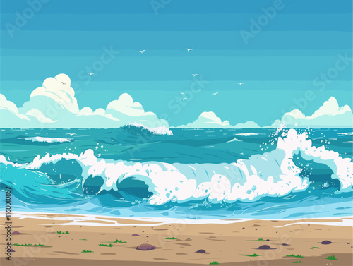 Animated Seascape: A Symphony of Crashing Waves