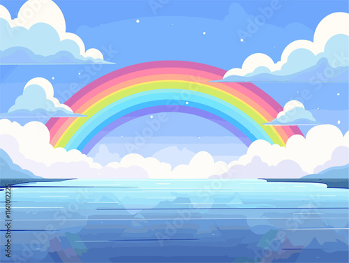 Animated Vector Landscape: A Double Rainbow of Hope and Renewal after the Storm