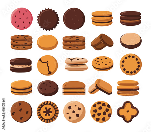 Collection of various cookies vector icons