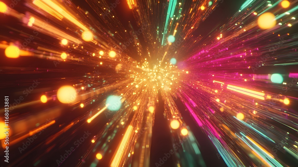 A futuristic digital system where fiber optic cables interconnect, transmitting data at lightning speeds through glowing light beams A futuristic digital system where fiber optic cables interconnect, transmitting data at lightning speeds through glowing light beams