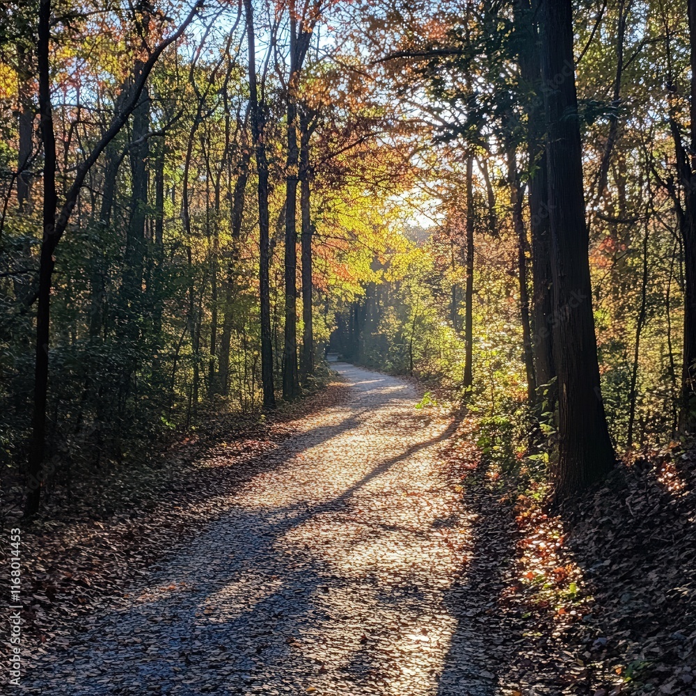 autumn forest where the sunlight pours in through the trees, casting soft shadows on the forest floor. autumn forest where the sunlight pours in through the trees, casting soft shadows on the forest floor.