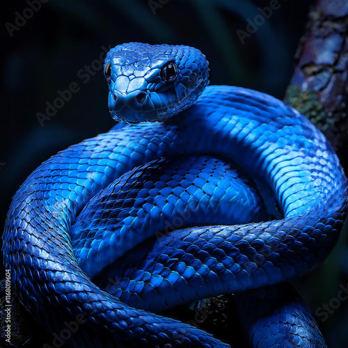 Generated imageblue snake, azure serpent, cyan viper, teal snake, sapphire serpent, aquamarine snake, cerulean serpent, turquoise snake, cobalt viper, indigo snake, sky-blue serpent, ocean snake, emer photo