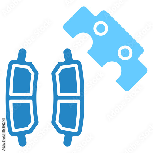 Brake Pads dual tone blue color icon. use for modern concept, print, UI, UX kit, web and app development. Vector EPS 10, related to car service, auto garage, car spare part.