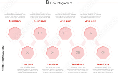 Vector Horizontal infographic diagram, template for business, presentations, web design, 8 options.