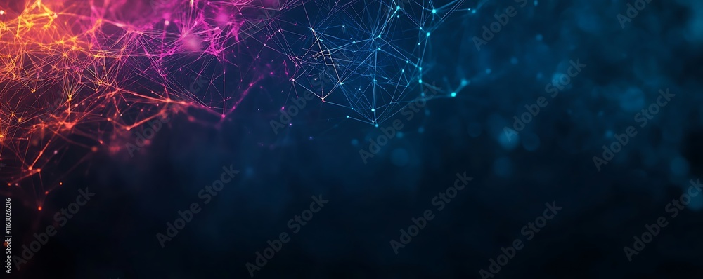 Abstract digital geometric shapes suspended in space with glowing neon edges Abstract digital geometric shapes suspended in space with glowing neon edges