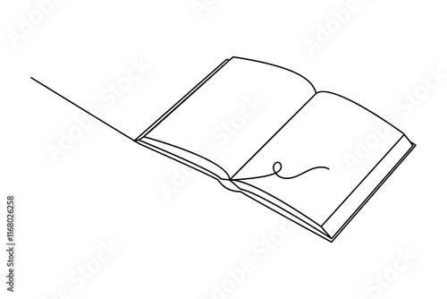 Book single-line art creatively depicts the essence of knowledge and imagination with a simple, continuous line that flows effortlessly.